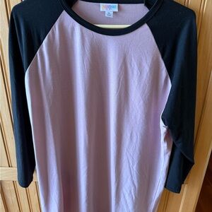 LuLaRoe Pink and Black Raglan Top